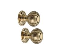 Antique Style Large Solid Brass Beehive 60mm Door Knob Various finishes (Aged Brass)