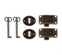 Antique Style Lock Replacement Set of 6 Complete with Keys Designed to Secure Various Items Safely