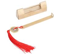 Antique Style Padlock with Key, 5cm Spacing Horizontal Lock, Brass Construction - Durable Brass Material, Decorative and Functional Design for Jewelry Boxes and Cabinets