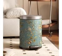 Antique Style PU Leather Trash Can - 14L Blue Garbage Bin for Bathroom Kitchen Home Office - Elegant Waste Container Stylish Decor for Any Space