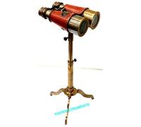 Antique Style Red Leather Binoculars with Base Nautical Home Decor Gift 6" Rustic Vintage Home Decor Gifts