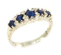 Antique Style Solid Sterling Silver Natural Sapphire Ring with English Hallmarks size R Women's September Birthstone Gift