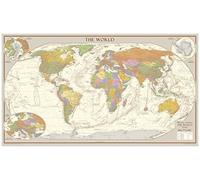 Antique Style World Map - Medium - 39.25" x 22.75" Matte Plastic