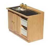Antique Styles Toy House Miniature Sink 1/12 Scale Wood Miniature Kitchen Counter For Kitchen And Bathroom Occasion