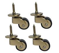 Antique Swivel Castor Wheels, Solid Polished Brass Furniture Casters with 360° Rotation Rubber Wheels, Replacement for Furniture, Sofa, Chair, Cabinet, Load Capacity 150kg, Set of 4