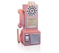 Antique Telephone - Pink Rotary Dial Landline Phone Model Vintage Classic Phone Props Retro Wall Mounted Crafts Ornaments Cafe Bar Window Booth Decoration - 9.8''L x 6.3''W x 19.7''H
