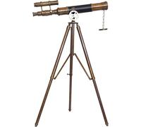 Antique Telescope Solid Vintage Spyglass Double Barrel Black Leather Maritime with Brass Adjustable Tripod Stand Home Decor Item