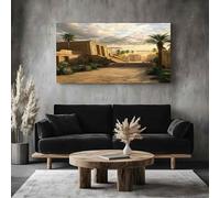 Antique Temple Framed Large Canvas Wall Art Architecture Egypt Canvas Print Poster for Living Room Wall Art Decor, Pictures for Home Office Restaurant, 70x140cm Scenery Ruins