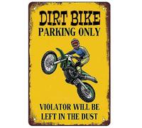 Antique Tin Sign Dirt Bike Parking Only Retro Iron Painting Warning Wall Poster For Men Motorcycle Lovers Wall Decoration Sign 20x30cm