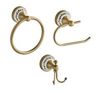 Antique Towel Ring Clothes Hook Tissue Holder Three Piece Set, Bathroom Kitchen Antique Three Piece Set,Wall Mounted Bathroom and Kitchen Supplies YIGUANXIN