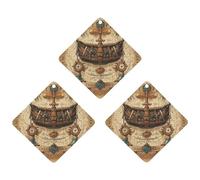 Antique Treasure Map Car Air Freshener, 3 Pcs Rhombus Hanging Air Freshener Cards, Long Lasting Fragrance Scented Cards for Car, Home, Office White-style