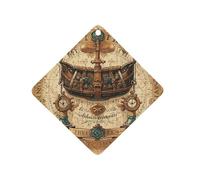 Antique Treasure Map Car Air Freshener Hanging, Long Lasting Scented Car Aromatherapy Tablets, Rhombus Fragrance Scented Cards for Vehicles, Bedroom, Wardrobe Black-style
