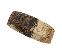 Antique Treasure Map Sports Headbands for Man, Non Slip Sweatbands for Running, Stretchy Breathable Hairband for Cycling, Football, Yoga, Fitness Workout, Washing Face