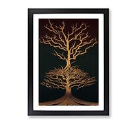 Antique Tree Art No.3 Framed Print | A3 Black Framed Wall Art | Ready to Hang | Modern Floral Picture | Living Room Bedroom Lounge Office