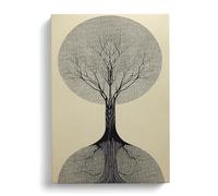 Antique Tree No.1 Gold, Grey, Green Canvas Print for Living Room Bedroom Home Office Décor, Wall Art Picture Ready to Hang, 30x20 Inch (76x50 cm)