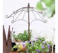 Antique Umbrella Garden Trellis - Heavy Duty Rustproof Iron Plant Support for Climbing Roses Vines & Vegetables - Vintage Craftsmanship for Potted Plants (Color: Antique Rust)