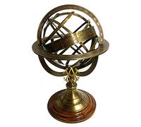 Antique Vibes Astrological Armillary Globe on Wooden Base Brass Solid Globe Sphere Desk-Table Gift Ideas