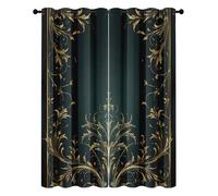 Antique Victorian Baroque Curtains Eyelet 90% Blackout Curtain Vintage Damask Floral Drapes Thermal Insulated for Bedroom Living Room 50 x 90 Inch Drop 2 Panels