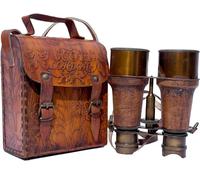 Antique Victorian Marine Brass Leather Binocular Sailor Instrument J.Scott London with Neck Strap Handheld Binoculars Home & Office Decor.