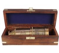 Antique Victorian Telescope, 20 inch Brass Spyglass with Wooden Box, Marine Nautical Decor