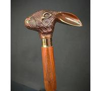 Antique Victorian Wooden Walking Cane Sticks Rabbit Head Handle Vintage Designer