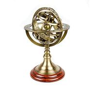 Antique Vintage 9" Armillary Brass Sphere Globe Wooden Base Display | Pirate's Antique Ship Table Decor Gift