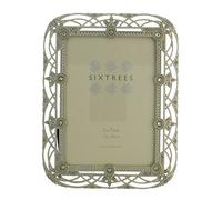 Antique Vintage and Shabby Chic Style silver metal photo frame with beads and crystals effect for a 7" x 5" (178 x 127mm) picture -Alice by Sixtrees