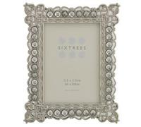 Antique Vintage and Shabby Chic Style silver metal photo frame with beads and crystals for a 3.5" x 2.5" (64 x 89mm) picture -Adelaide by Sixtrees