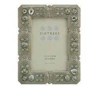 Antique Vintage and Shabby Chic Style silver metal photo frame with beads and crystals for a 3.5" x 2.5" (64 x 89mm) picture -Maud by Sixtrees