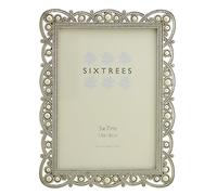 Antique Vintage and Shabby Chic Style silver metal photo frame with beads and crystals for a 7" x 5" (178 x 127mm) picture -Louisa by Sixtrees