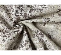 Antique Vintage Damask Print Fabric Baroque Material for Curtains Upholstery Dressmaking - 140cm Wide - Brown & Cream Canvas (1 Metre)