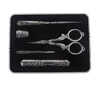 Antique Vintage Embroidery Scissors Kit - Complete Needlework Tools Set with Case, Thimble, Awl, Sewing Kit