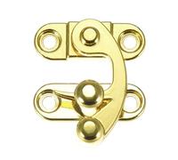 Antique Vintage Lock Clasp Right Latch Hook Hasp 33mmx28mm Swing Arm Latch Gold Tone 2 Pcs