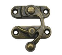 Antique Vintage Lock Clasp Right Latch Hook Hasp 45mmx39mm Swing Arm Catch Bronze Tone