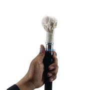 Antique Vintage Solid Brass Skull Head Handle Walking Stick, Premium Hardwood Cane for Men, Women & Elderly, 36 Inch, Black & White, Handmade Brass Handle in Antique Finish