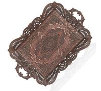Antique Vintage Tea Coffee Serving Tray Table Home Decor Decorative Handle - Arabic Persian Turkey Fancy Rustic Farmhouse Rectangular Decorative Beverage Bar Ottoman Style Tray Traditional Unique