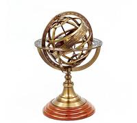 Antique Vintage Zodiac Armillary Brass Sphere Globe Wooden Display | Pirate's Antique Ship Decor | Nagina International (Large, Antique Brass)