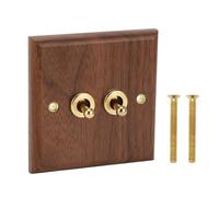 Antique Walnut Toggle Switch, 250V 16A Single/Dual Control Toggle Switch Retro Handmade Wood Walnut Wall Panel Light Toggles, for Living Room And Bedroom (Double)