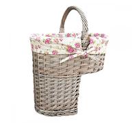 Antique Wash Finished Stair Basket with Garden Rose Lining