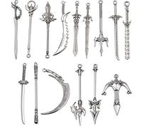 Antique Weapons Long Swords Charm Pendants 10pcs/set for Crafting Jewelry Findings Making Accessory for Diy Necklace