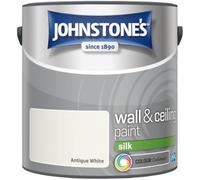 Antique White Johnstone’s Wall & Ceiling Silk Paint 2.5L - Smooth Silk Finish, Excellent Coverage, Quick Dry, Low Odour Interior Paint for Walls & Ceilings