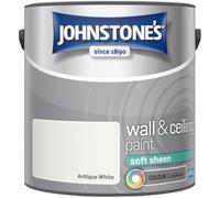 Antique White Johnstone’s Wall & Ceiling Soft Sheen Paint 2.5L - Subtle Sheen Finish, Durable & Washable, Quick Dry, Low Odour Interior Paint for Walls & Ceilings
