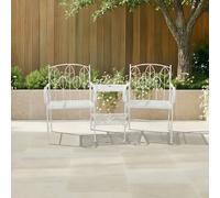 Antique White Leaf Design Rustic Metal Garden Companion Seat