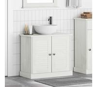 Antique White Pine Bathroom Cabinet 67.5 x 34 x 59 cm 2 Doors Spacious Interior Shelf Ideal for Small & Large Bathrooms Stylish Storage Solution