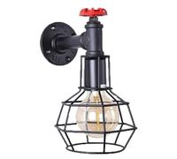 Antique Wire Cage Wall Sconce Water Pipes Wall Lighting Fixture Iron Metal Wall Mounted Lights for Hallway Living Room(Black)