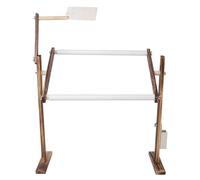 Antique Wood Embroidery Stand Rack, Adjustable Height Cross Stitch Frame, 360 - Degree Rotating Sewing Craft Accessory with Tool Tray for Home Embroidery Projects