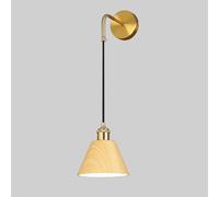 Antique Wood Grain Wall Lamp, Metal Bedside Wall Light with Water Transfer Finish, E27 Lighting Fixture, Interior Decorative Wall Sconce, Retro Industrial Wall Lamps for Living Room