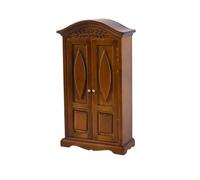 Antique Wooden Dollhouses Wardrobe 1/12 Scale Miniature Closet Double Door Cabinet Display Use For Dollhouses Collector
