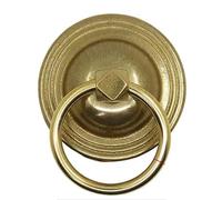 Antique Wooden Door Handle, Vintage Brass Pull Ring, Classic Solid Copper Fittings with 0.9cm Thick Ring Door Hardware & Locks(Brass)