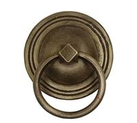 Antique Wooden Door Handle, Vintage Brass Pull Ring, Classic Solid Copper Fittings with 0.9cm Thick Ring Door Hardware & Locks(Antique Bronze)